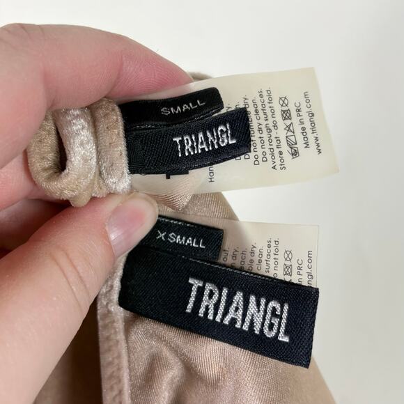 Triangl Neutral Two Piece Scoop Neck High Cut Myla Velvet Bikini Swimsuit - Picture 11 of 12